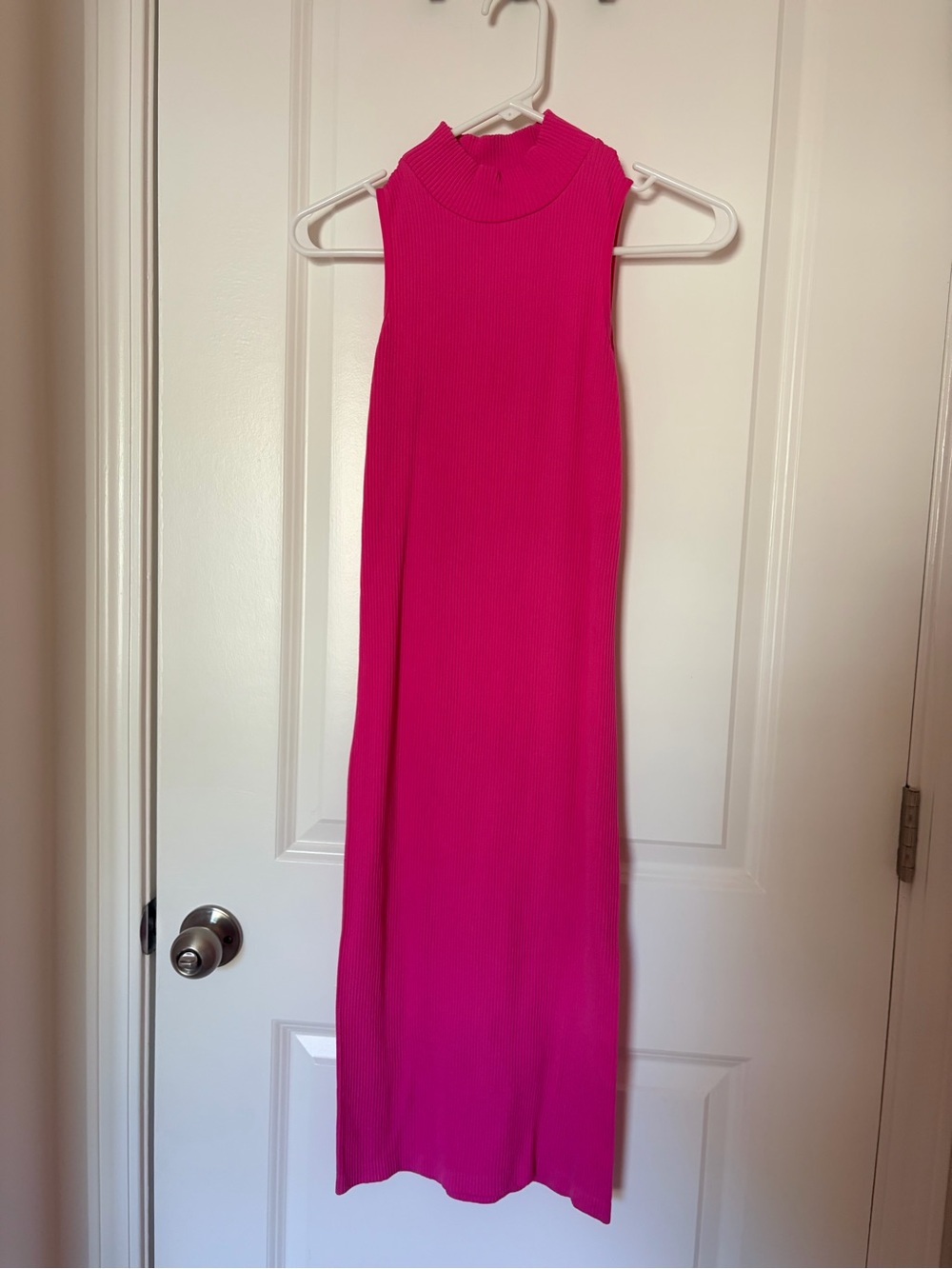 No Boundaries Bright Pink Ribbed Sleeveless Maxi